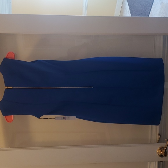 Calvin Klein Blue Sleeveless Dress Sleeveless Dress Calvin Klein Blue  Sheath Dress Calvin Klein Blue